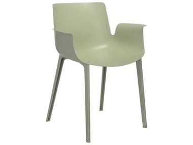 Kartell Outdoor Piuma Opaque Sage Green Resin Dining Arm Chair KAO5802VE