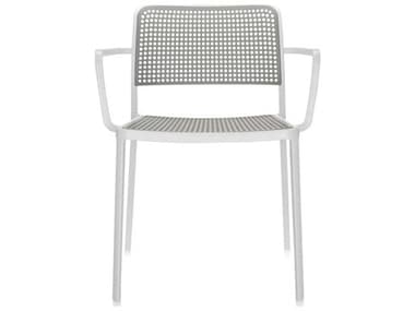 Kartell Outdoor Audrey White & Light Gray Aluminum Dining Arm Chair (Set of 2) KAO5876B3