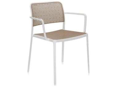 Kartell Outdoor Audrey White &amp; Sand Aluminum Dining Arm Chair (Set of 2) KAO5876B4
