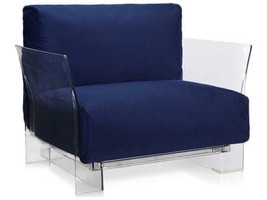 Kartell Outdoor Pop Transparent / Sunbrella Fabic Blue Lounge Chair KAO704127