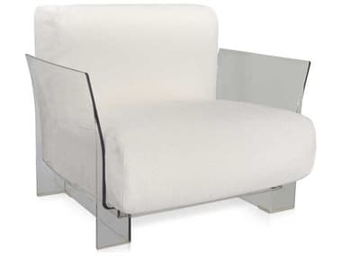 Kartell Outdoor Pop Transparent / Ikon Fabric White Lounge Chair KAO704130