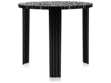 Kartell Outdoor T-table Opaque Black Resin 17'' High Round End Table KAO8502NE