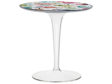 Kartell Outdoor Tip Top Dinosaur Print Resin 19'' Round End Table KAO8610BB