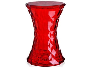 Kartell Outdoor Stone Transparent Red Resin Stool KAO8800SR
