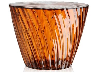 Kartell Outdoor Sparkle Transparent Amber Resin 12'' Round End Table KAO8805AM