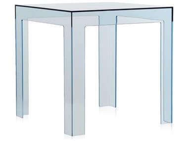 Kartell Outdoor Jolly Transparent Light Blue 16'' Wide Resin Square End Table KAO8850Y5