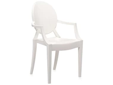 Kartell Outdoor Louis Ghost Glossy White Resin Dining Arm Chair KAOG4852E5