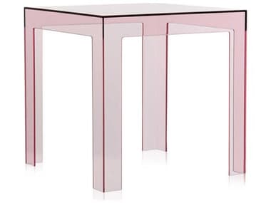 Kartell Outdoor Jolly Transparent Pink 16'' Resin Square End Table KAOG8850Y2