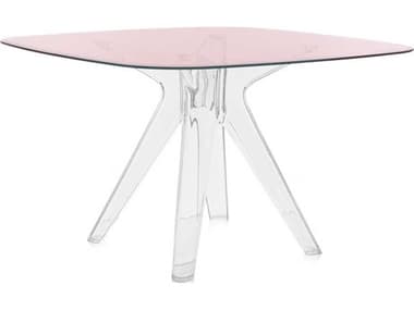 Kartell Sir Gio 47" Square Plastic Pink Transparent Dining Table KAR327612