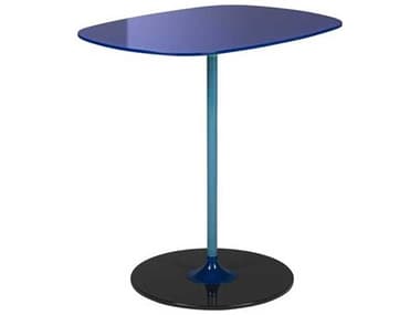 Kartell Thierry 19" Rectangular Glass Blue End Table KAR4042BL