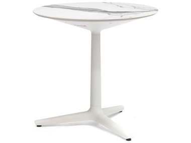 Kartell Multiplo 30" Round Stone White Marble Dining Table KAR4066MB