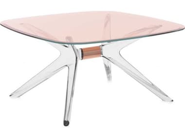 Kartell Blast 31" Square Pink Crystal Bronze Coffee Table KAR4095G2
