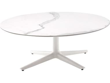 Kartell Multiplo Low 46" Round White Marble And Coffee Table KAR4152MB