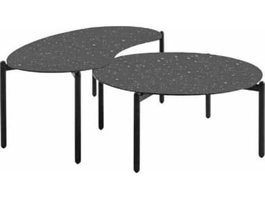 Kartell Undique 46.86" Kidney Coffee Table in Terrazzo Black Top and Black Frame KAR4167QW