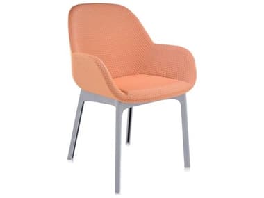 Kartell Clap Embossed Orange / Gray Arm Dining Chair KAR4182G4