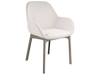 Kartell Clap Beige Fabric Upholstered Arm Dining Chair KAR4182T5