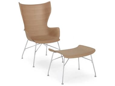 Kartell K-wood Basic Veneer Light Wood / Chrome Chair and Ottoman Set KAR4915CCSET