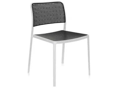 Kartell Audrey Armless Chair in White Frame and Black Seat Set of 2 KAR5875B2