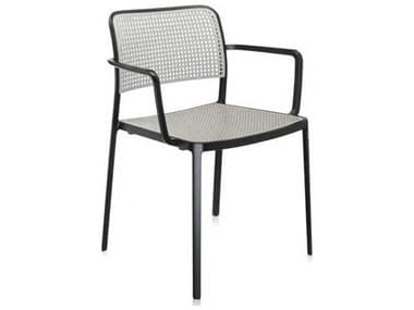 Kartell Audrey Armchair in Black Frame and Light Gray Seat Set of 2 KAR5876N3