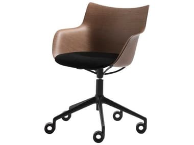 Kartell Q-wood Brown Upholstered Adjustable Computer Office Chair KAR5929S1