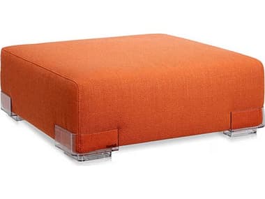 Kartell Plastics Duo 34" Orange Fabric Upholstered Ottoman KAR709073