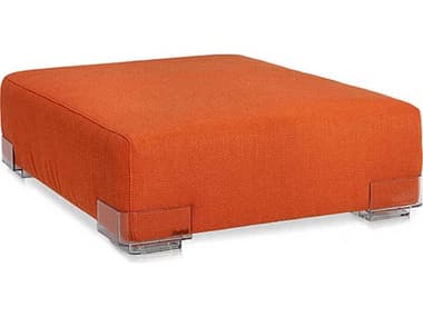 Kartell Plastics Duo 44" Orange Fabric Upholstered Ottoman KAR709173