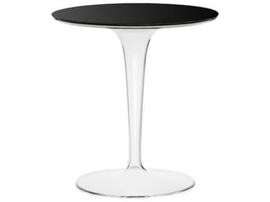 Kartell Tip Top Mono 19" Round Black Glass Transparent End Table KAR8605VN