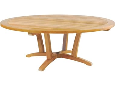 Kingsley Bate Chat Teak 55" Wide Round Chat Table with Umbrella Hole KBCT55