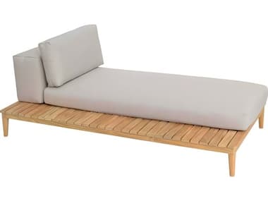 Kingsley Bate Lotus Teak Cushion Chaise Lounge with Left Facing Table KBLO72