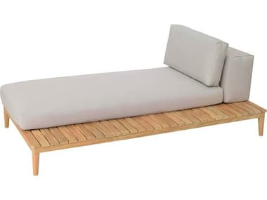 Kingsley Bate Lotus Teak Cushion Chaise Lounge with Right Facing Table KBLO73