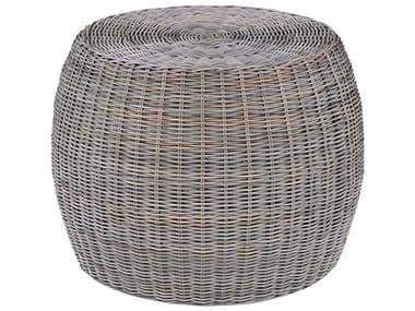 Kingsley Bate Ojai Wicker 24.5" Wide Round Glass Top End Table KBOA25