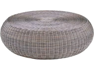 Kingsley Bate Ojai Wicker 50" Wide Round Glass Top Coffee Table KBOA52