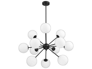 Kendal Phoenix 33" 12-Light Black Glass Globe Sputnik Pendant KENPF10112LBLK