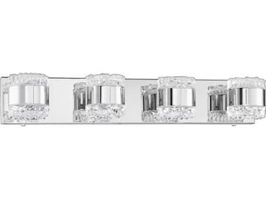 Kendal Bazil 28" Wide 4-Light Chrome Crystal Glass Vanity Light KENVF10004LCH