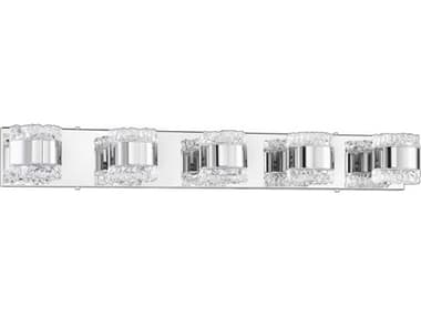 Kendal Bazil 35" Wide 5-Light Chrome Crystal Glass Vanity Light KENVF10005LCH