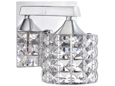 Kendal Lustra 6" Tall 1-Light Chrome Crystal Glass Wall Sconce KENVF71001LCH