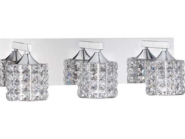 Kendal Lustra 20" Wide 3-Light Chrome Crystal Glass Vanity Light KENVF71003LCH
