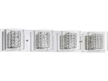Kendal Crystorama 28&quot; Wide 4-Light Chrome Crystal Glass Vanity Light KENVF74004LCH