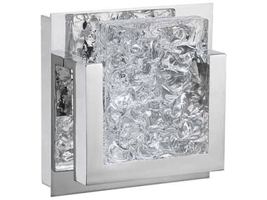 Kendal Ice-lava 6" Tall 1-Light Chrome Clear Glass LED Wall Sconce KENVF92001LCH