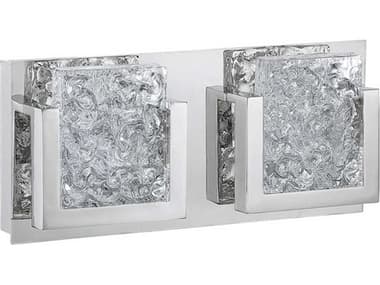 Kendal Ice-lava 15" Wide 2-Light Chrome Clear Glass LED Vanity Light KENVF92002LCH