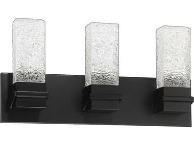 Kendal Ice 19" Wide 3-Light Black Glass LED Vanity Light KENVF96003LBLK