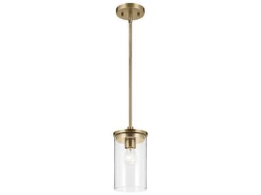 Kichler Crosby 1-Light Natural Brass Cylinder Mini Pendant KIC43996NBR