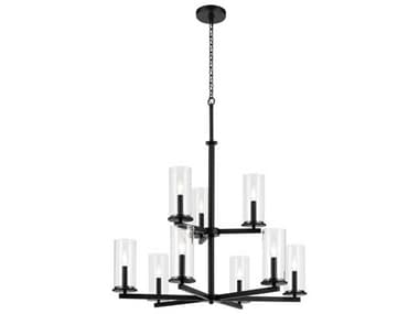 Kichler Crosby 9-Light Black Candelabra Cylinder Tiered Chandelier KIC44014BK