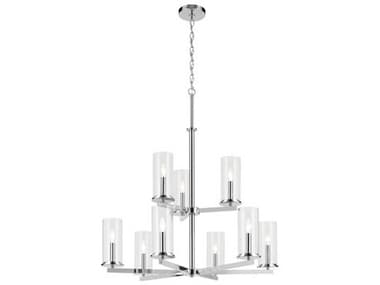 Kichler Crosby 32" Wide 9-Light Chrome Candelabra Cylinder Tiered Chandelier KIC44014CH