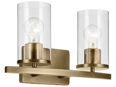 Kichler Crosby 2-Light Natural Brass Vanity Light KIC45496NBRCLR