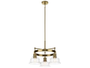 Kichler Eastmont 23" Wide 3-Light Brushed Brass Glass Dome Chandelier KIC52402BNB