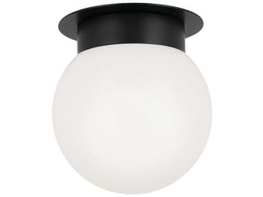 Kichler Albers 8" 1-Light Black Glass Globe Flush Mount KIC52586BK