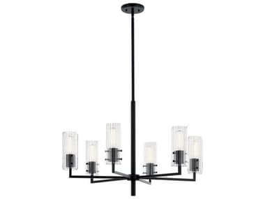 Kichler Velestino 30" Wide 6-Light Black Cylinder Chandelier KIC52679BK