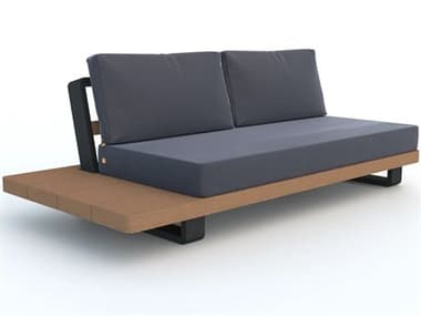 Kettler Fitz Roy Aluminum Teak Lava Right Outdoor Sofa in Natte Charcoal KR1776205K1NC