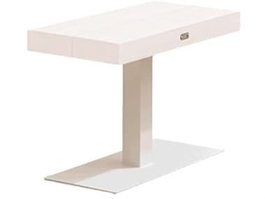 Kettler Fitz Roy Aluminum White Rectangular Teak Top Patio End Table KR1822225